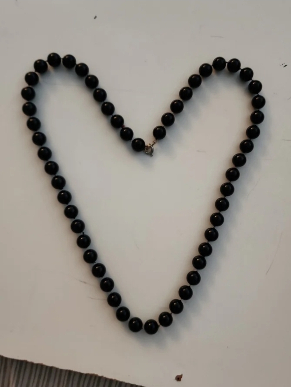 Vintage Black Beaded Necklace 22"  LIKE NEW